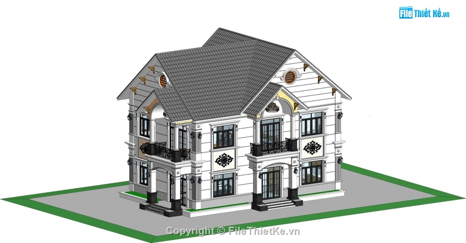 bản vẽ Biệt thự 2 tầng,kiến trúc 2  tầng,Kiến trúc Biệt thự,Revit biệt thự